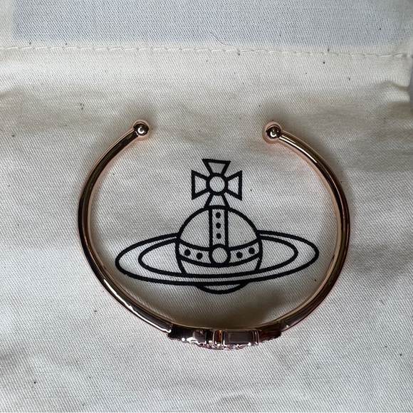 Vivienne Westwood Grace Bas Relief Rose Gold Open Bangle - Picture 7 of 7